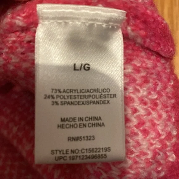 Vince Camuto Fuchsia and White Heart Sweater - Picture 4 of 8